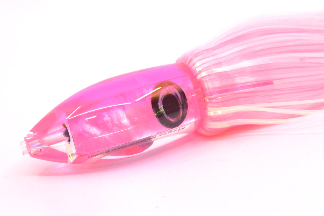 Moyes Lures Pink MOP Pink Back Medium Ono Bullet 9" 5.5oz Skirted Mixed Pink-White Hair