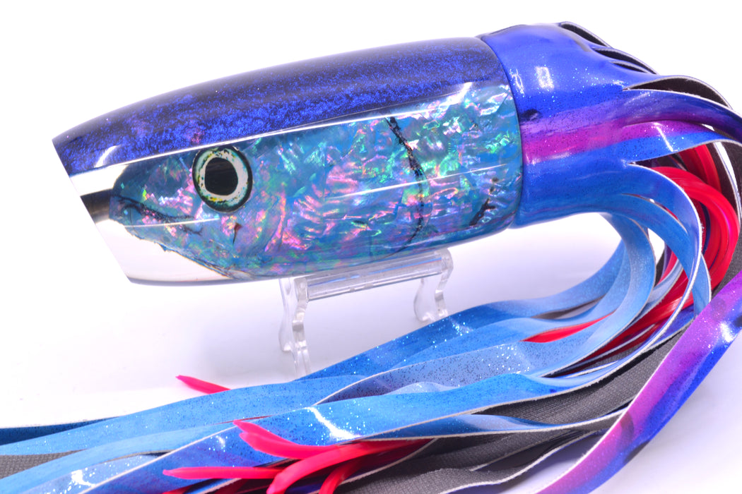 Ali'i Kai Lures Ice Blue Awabi Shell Fish Head Blue Back XL Plunger 16" 15.5oz FT Vinyl