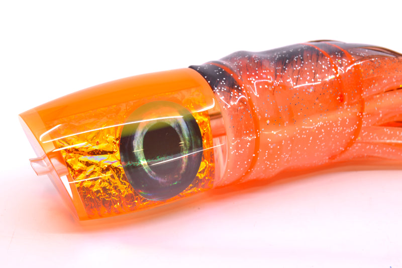 Moyes Lures Orange Dichro Orange Back Hannibal 14" 9oz Skirted Root Beer-Petrolero