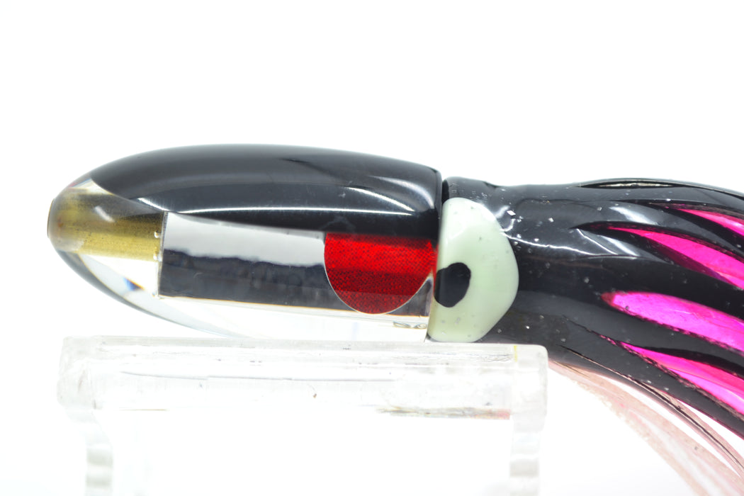 Koya Lures Mirrored Black Back Red Eye Bullet 4.5" 1.3oz Skirted Black-Clear-Pink