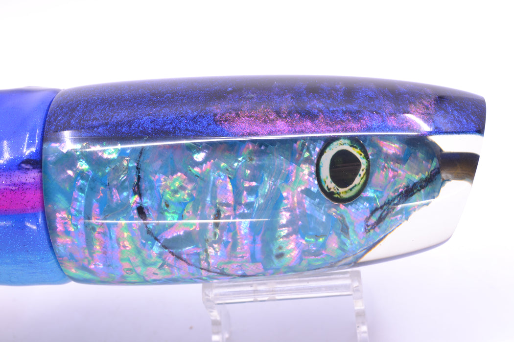 Ali'i Kai Lures Ice Blue Awabi Shell Fish Head Blue Back XL Plunger 16" 15.5oz FT Vinyl