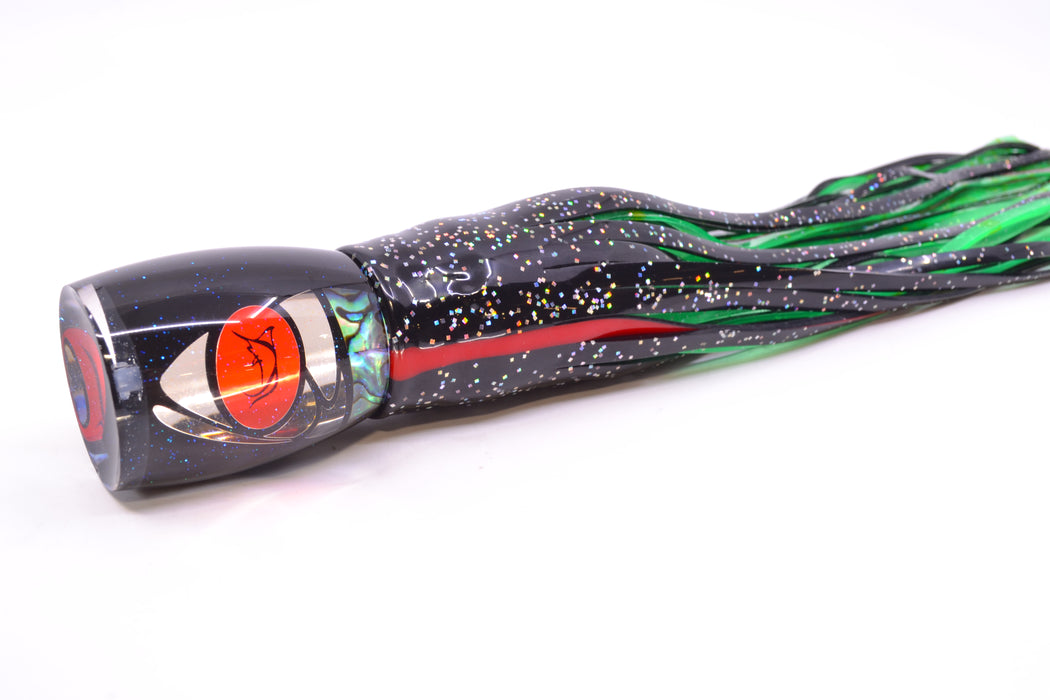 Bonze Lures Hydra Silver-Paua Fish Hercules 12" 9.6oz Skirted Black/Lumo