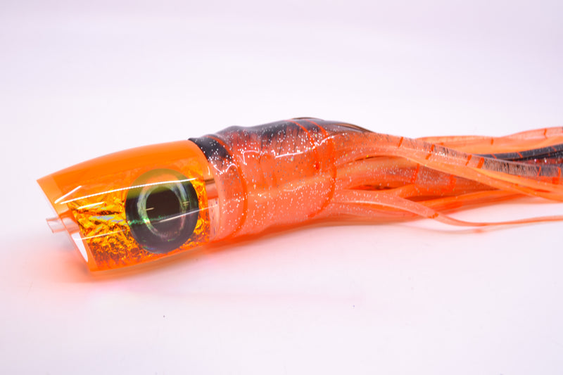 Moyes Lures Orange Dichro Orange Back Hannibal 14" 9oz Skirted Root Beer-Petrolero