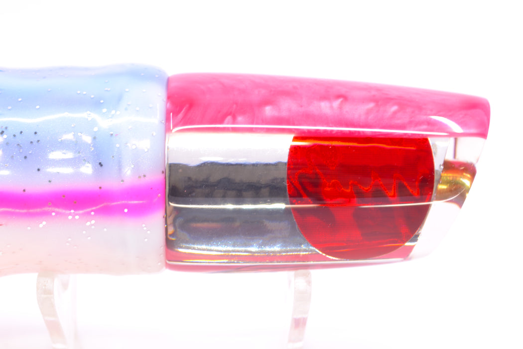 Koya Lures Clear Mirrored Pink Back Red Eyes 614 9" 7oz Skirted Blue Salmon GZE