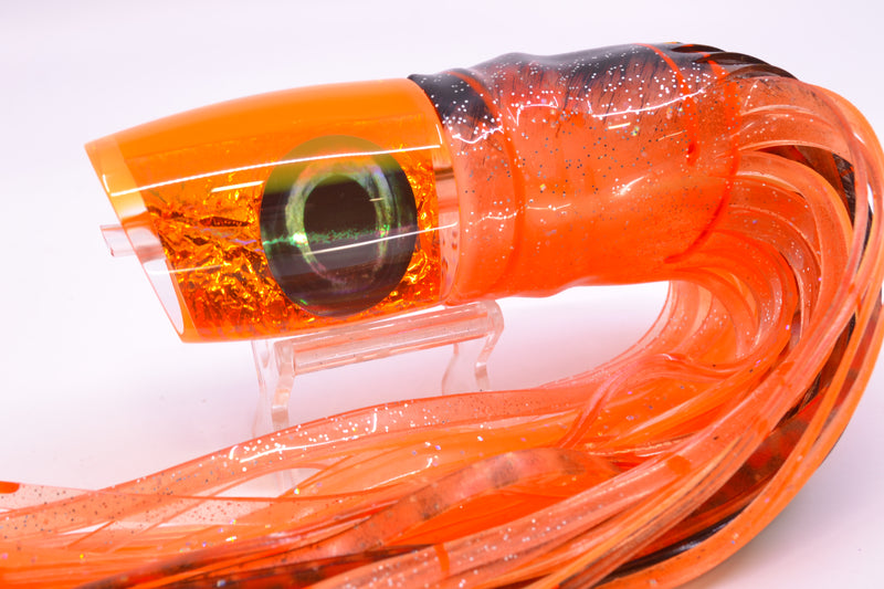 Moyes Lures Orange Dichro Orange Back Hannibal 14" 9oz Skirted Root Beer-Petrolero