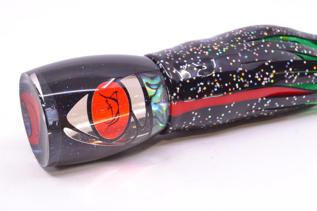 Bonze Lures Hydra Silver-Paua Fish Hercules 12" 9.6oz Skirted Black/Lumo