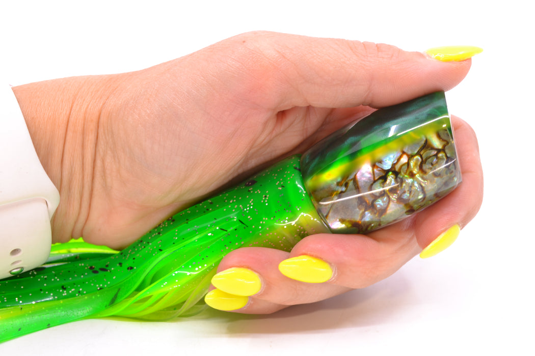 Crampton Baits Real Abalone Green-Yellow Back Small DT 9" 4oz Skirted Green-Clear