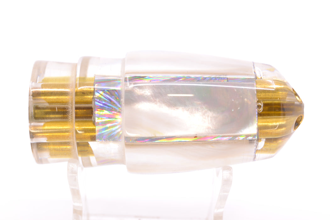 Koya Lures White MOP Silver Rainbow Starburst 4-Hole Bullet 9"+ 6oz