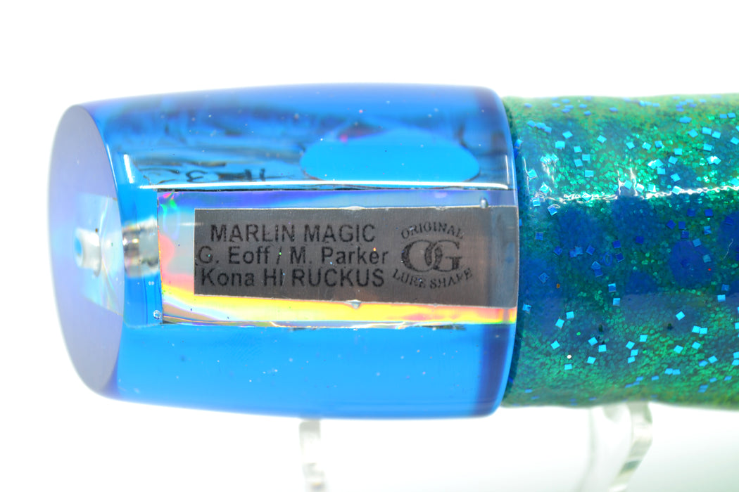 Marlin Magic Abalone Blue Back Red Eyes Ruckus 12" 11oz Skirted Black Dots-Blue Dots