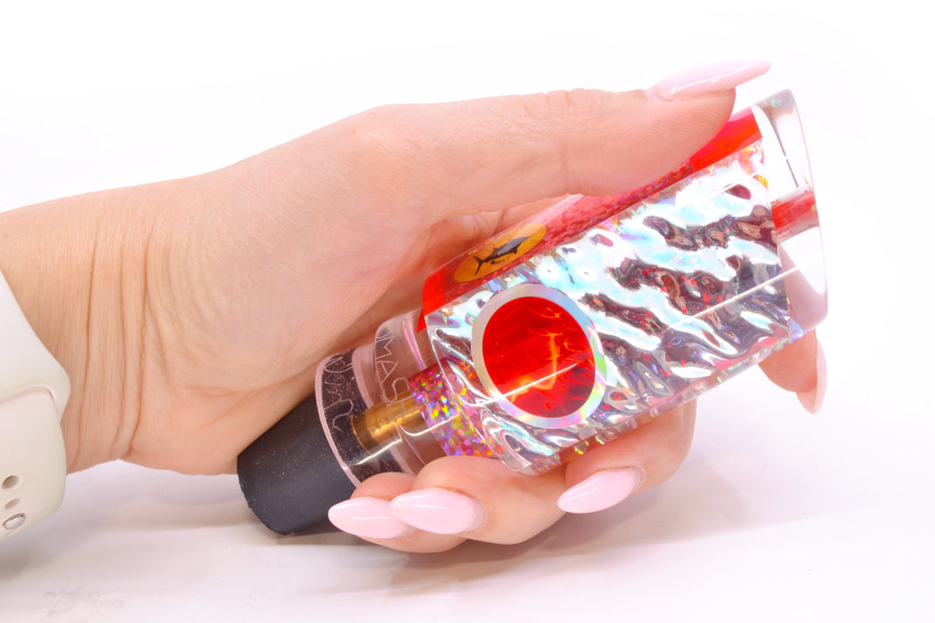 Aloha Lures Ice Rainbow Dichro Pink Rainbow Pearl Red-Silver Eyes Baby Smash Bait 12" 6.4oz