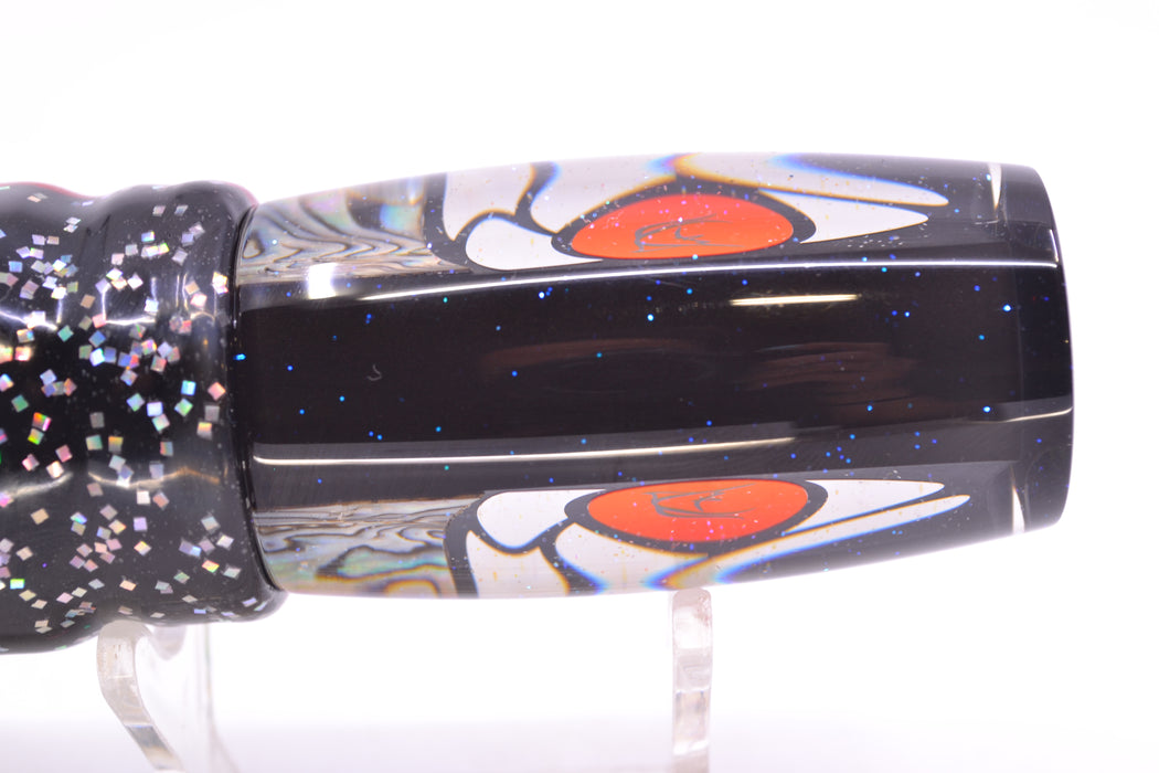 Bonze Lures Hydra Silver-Paua Fish Red Eyes BTK 10" 7oz Skirted Black/Rainbow
