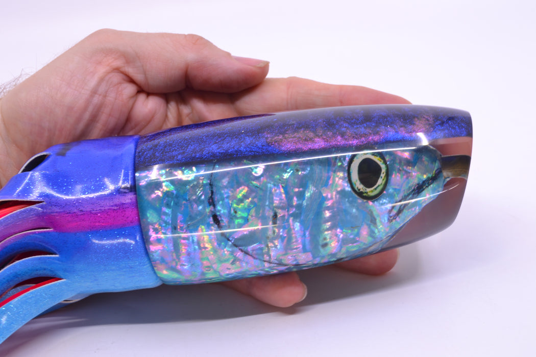 Ali'i Kai Lures Ice Blue Awabi Shell Fish Head Blue Back XL Plunger 16" 15.5oz FT Vinyl