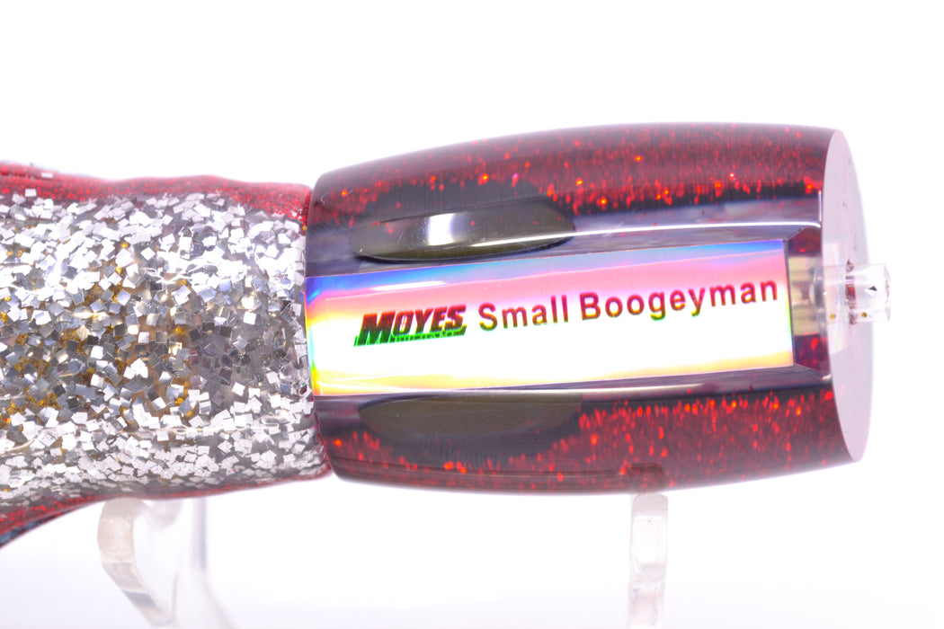 Moyes Lures Rainbow MOP Black-Red Back Small Boogeyman 9" 3.5oz Skirted Evil GZE