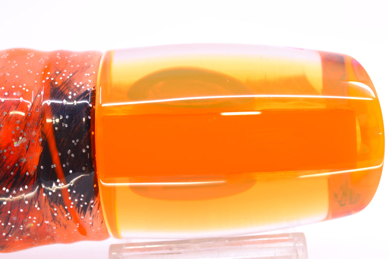 Moyes Lures Orange Dichro Orange Back Hannibal 14" 9oz Skirted Root Beer-Petrolero
