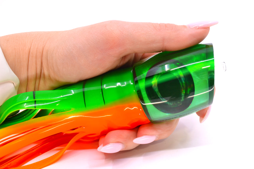 Moyes Lures Green MOP Green-Chartreuse Back Taxi Eyes Bushmaster 12" 10oz Skirted Guacamaya