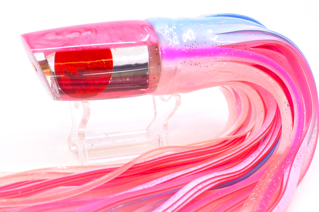 Koya Lures Clear Mirrored Pink Back Red Eyes 614 9" 7oz Skirted Blue Salmon GZE