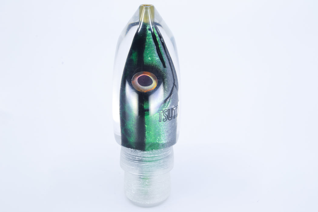 Tsutomu Lures Green Black Dots Fish Head Pau Hana Bullet 7" 3.4oz