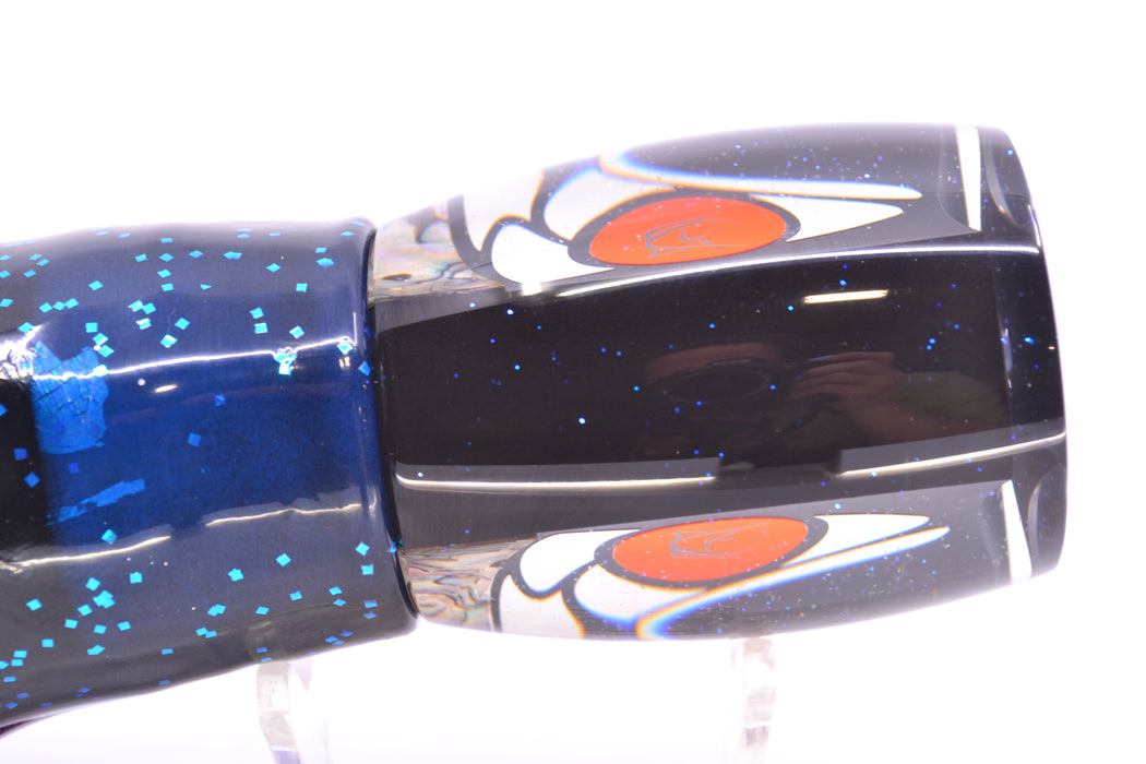 Bonze Lures Hydra Silver-Paua Fish Hercules 12" 9.6oz Skirted Black & Blue Bars-Purple