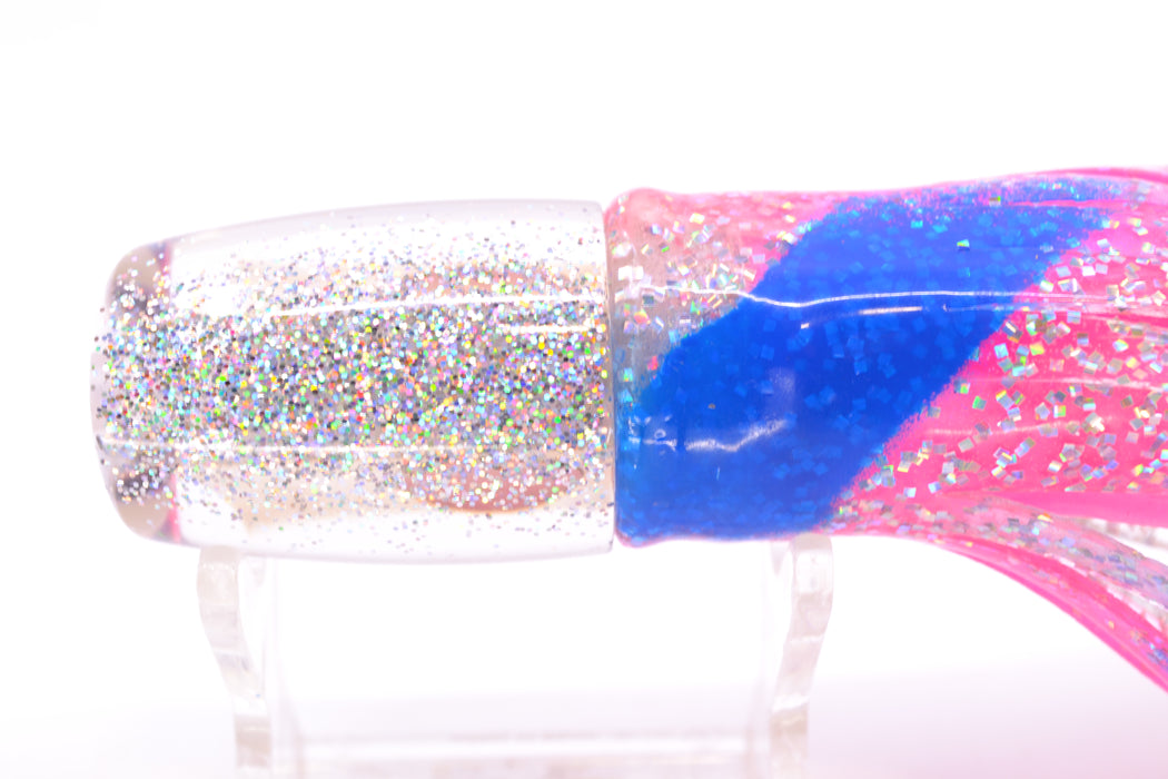 TANTRUM Lures White MOP Silver Back Red Eyes Small Bandit 7" 2.8oz Skirted Blue Bars