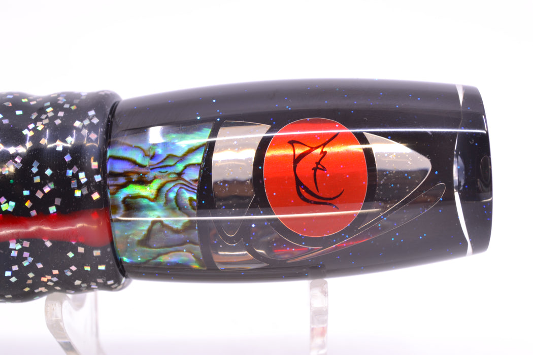 Bonze Lures Hydra Silver-Paua Fish Red Eyes BTK 10" 7oz Skirted Black/Rainbow