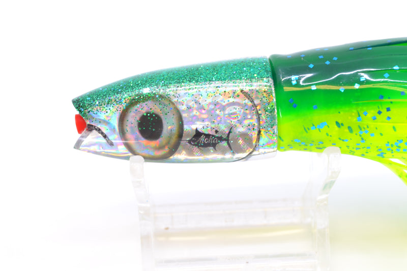 Aloha Lures Silver Rainbow Green Back Small Super Ninja 7" 3.5oz Skirted Mahi