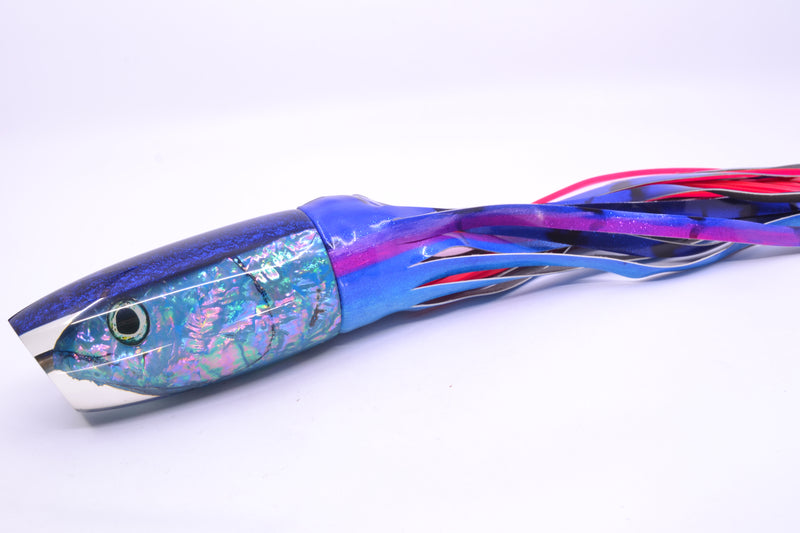 Ali'i Kai Lures Ice Blue Awabi Shell Fish Head Blue Back XL Plunger 16" 15.5oz FT Vinyl