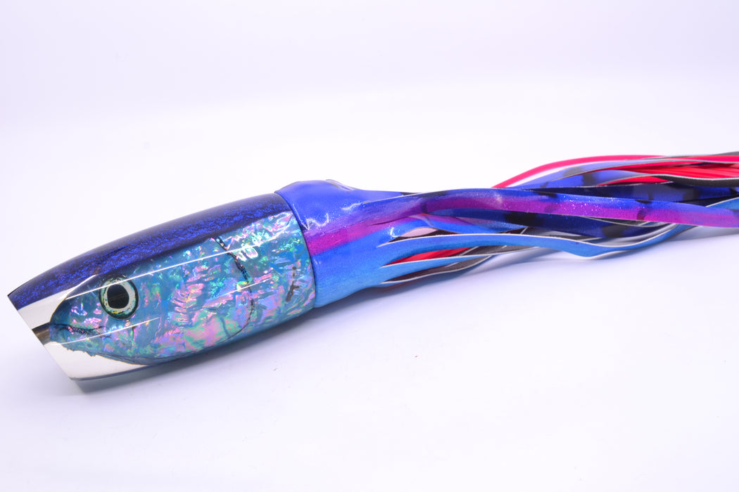 Ali'i Kai Lures Ice Blue Awabi Shell Fish Head Blue Back XL Plunger 16" 15.5oz FT Vinyl