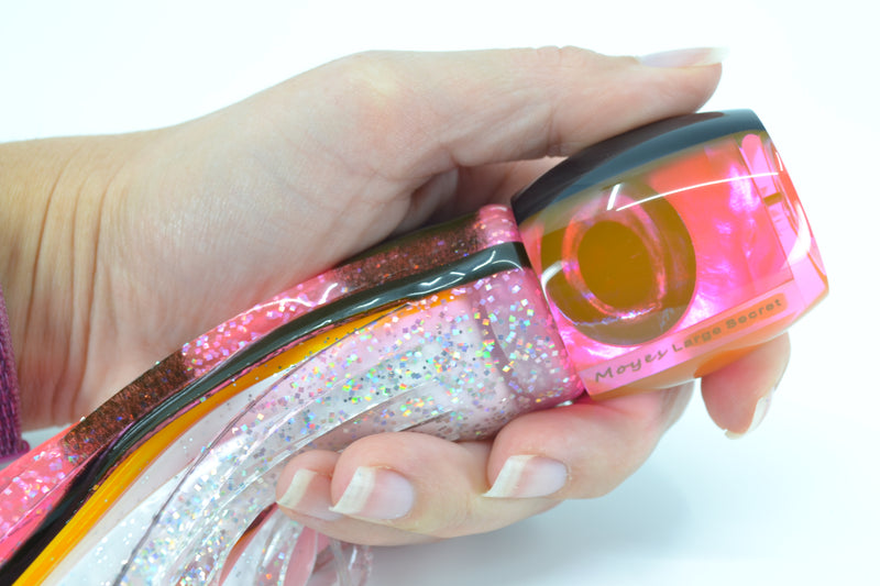 Moyes Lures Pink MOP Black Back Large Secret 12" 6.5oz Skirted Pink-Black-Clear
