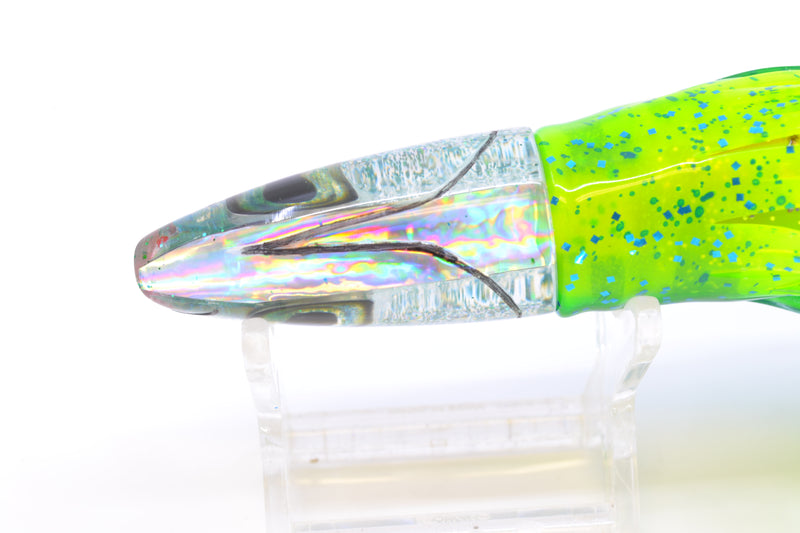Aloha Lures Silver Rainbow Green Back Small Super Ninja 7" 3.5oz Skirted Mahi