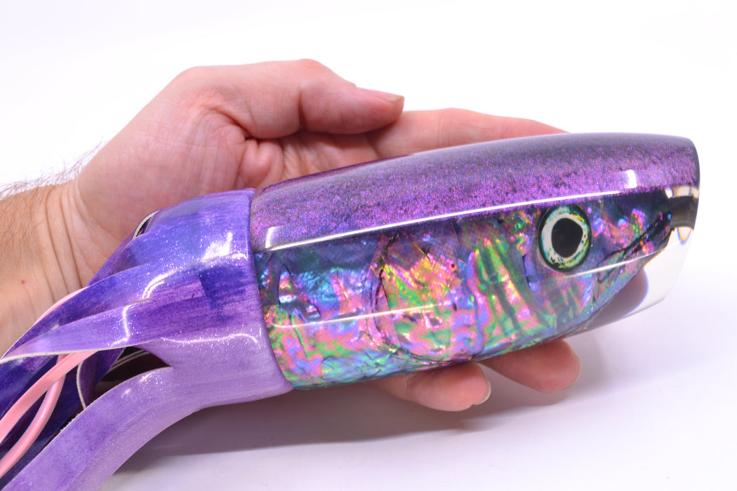 Ali'i Kai Lures Abalone Shell Fish Head Purple Back XL Plunger 16" 15.5oz FT Vinyl Purple Eclipse