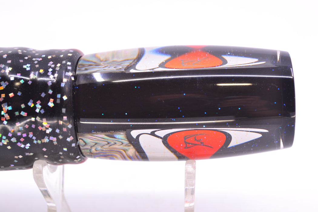 Bonze Lures Hydra Silver-Paua Fish Red Eyes BTK 10" 7oz Skirted Black/Rainbow
