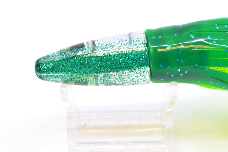 Aloha Lures Silver Rainbow Green Back Small Super Ninja 7" 3.5oz Skirted Mahi