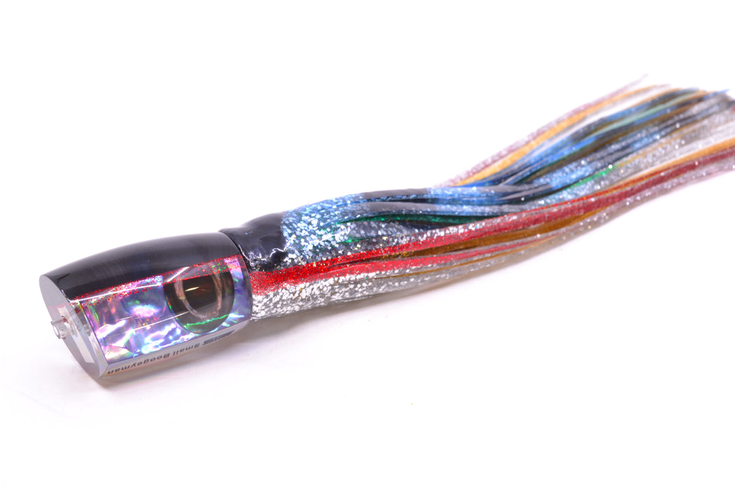 Moyes Lures Rainbow MOP Black-Red Back Small Boogeyman 9" 3.5oz Skirted Evil GZE