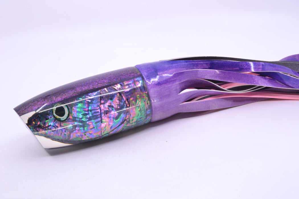 Ali'i Kai Lures Abalone Shell Fish Head Purple Back XL Plunger 16" 15.5oz FT Vinyl Purple Eclipse