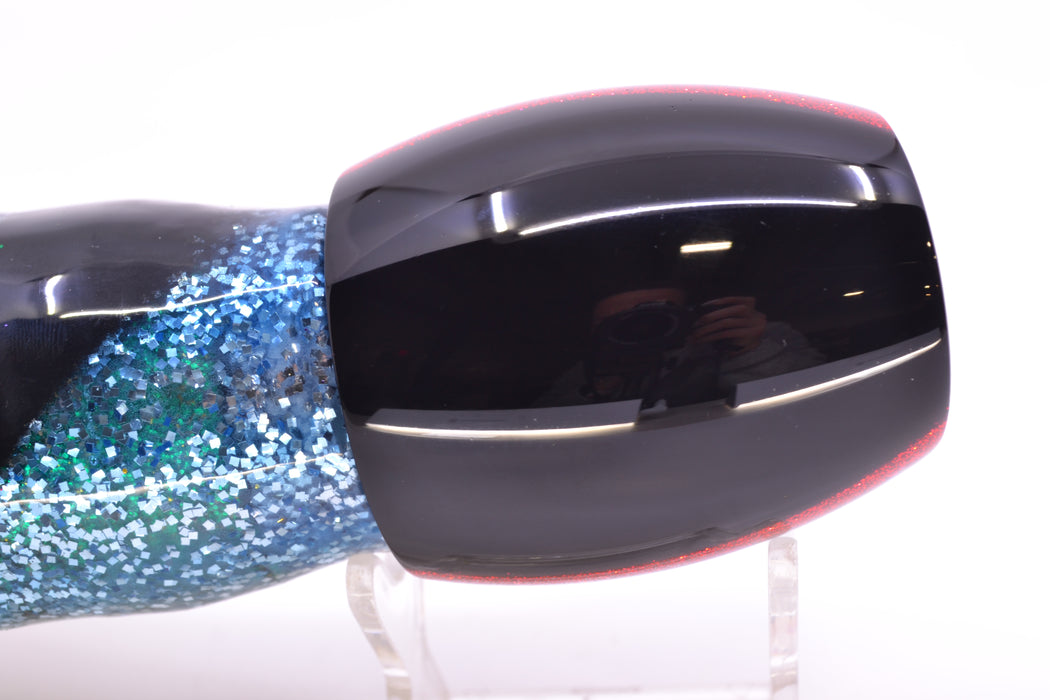 Moyes Lures Rainbow MOP Black-Red Back Large Blaster 14" 10.7oz Skirted Evil GZE