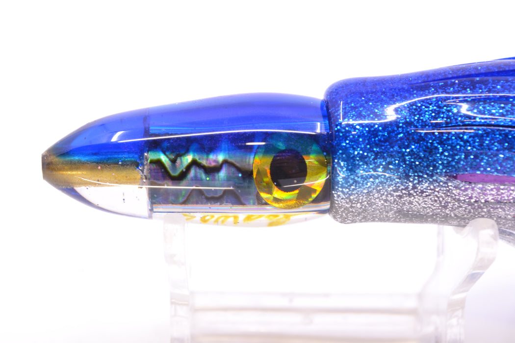 Bomboy Lures Blue-Purple Abalone Blue Back Mini Bomb 5" 2oz Skirted Blue-Silver