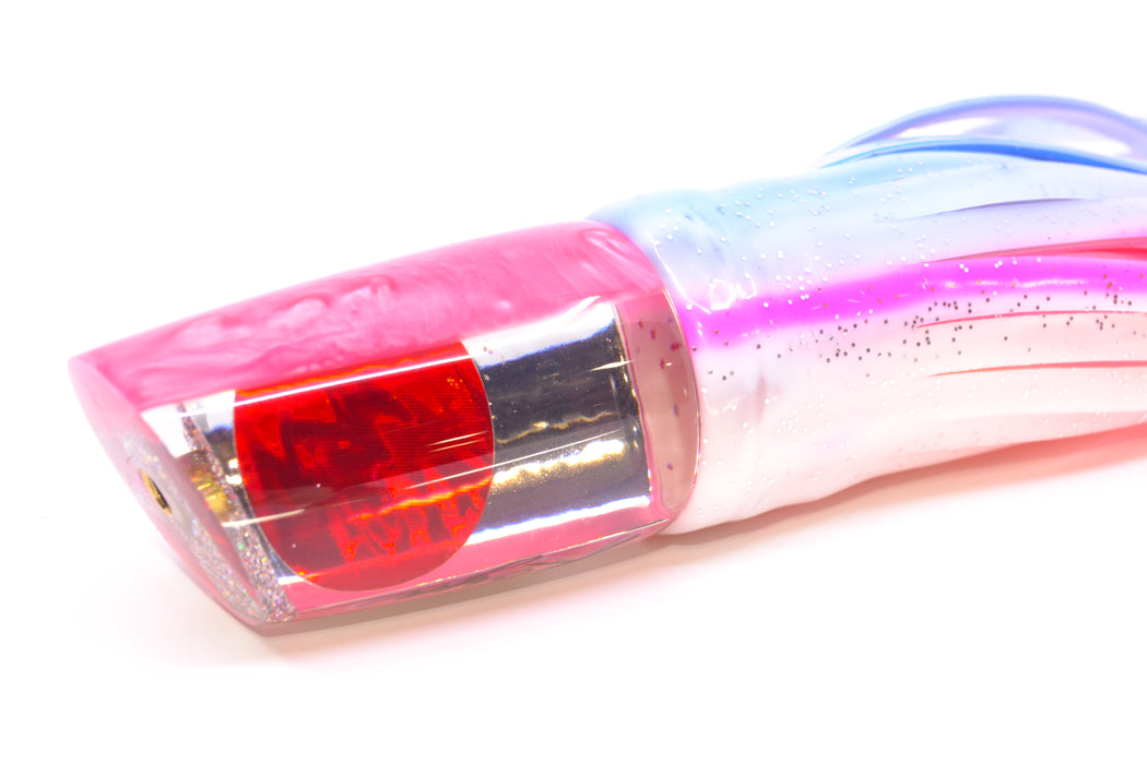 Koya Lures Clear Mirrored Pink Back Red Eyes 614 9" 7oz Skirted Blue Salmon GZE