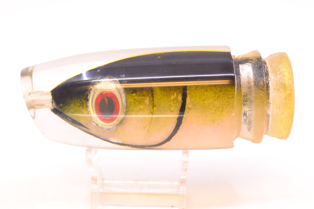 Joe Yee Black-Yellow Pearl Fish Head Shakey Eyes Super Plunger 14" 7.7oz