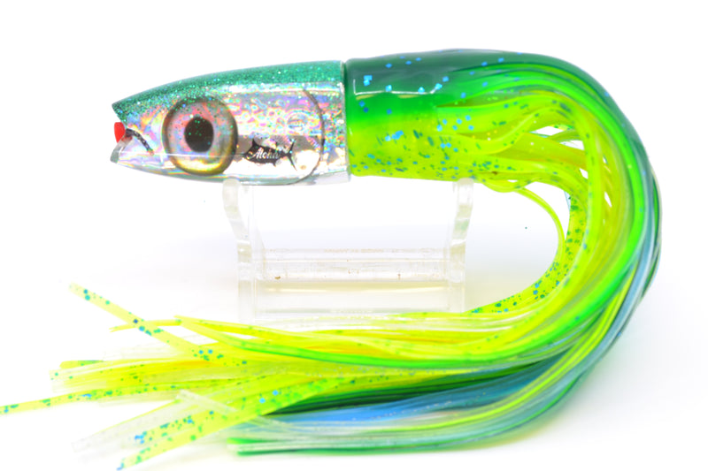 Aloha Lures Silver Rainbow Green Back Small Super Ninja 7" 3.5oz Skirted Mahi