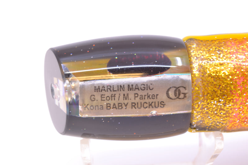 Marlin Magic Golden MOP Black Back Red Eyes Baby Ruckus 10" 6.5oz Skirted Black-Gold