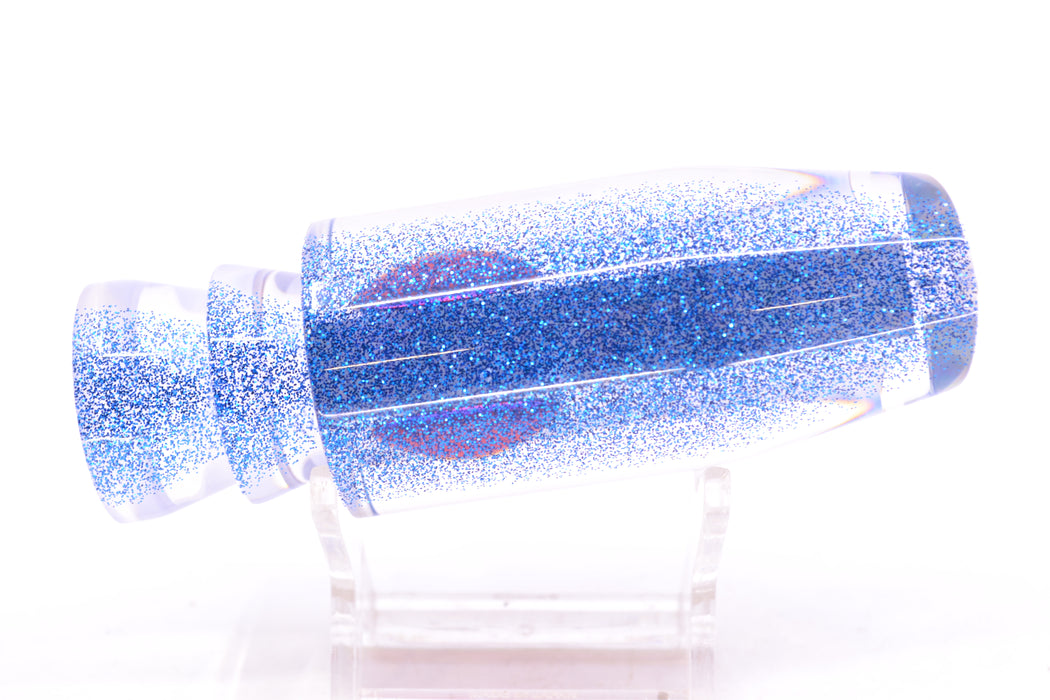 Moyes Lures White MOP Blue Glitter Back Red Eyes O.S. Plunger 12" 4.2oz GZE