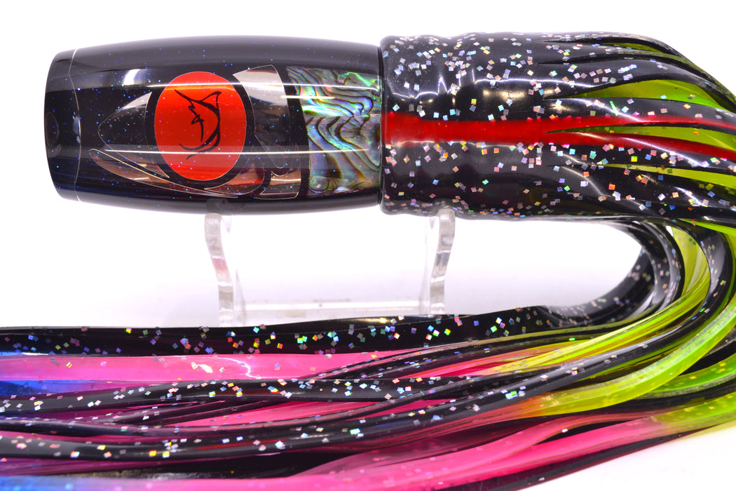 Bonze Lures Hydra Silver-Paua Fish Red Eyes BTK 10" 7oz Skirted Black/Rainbow