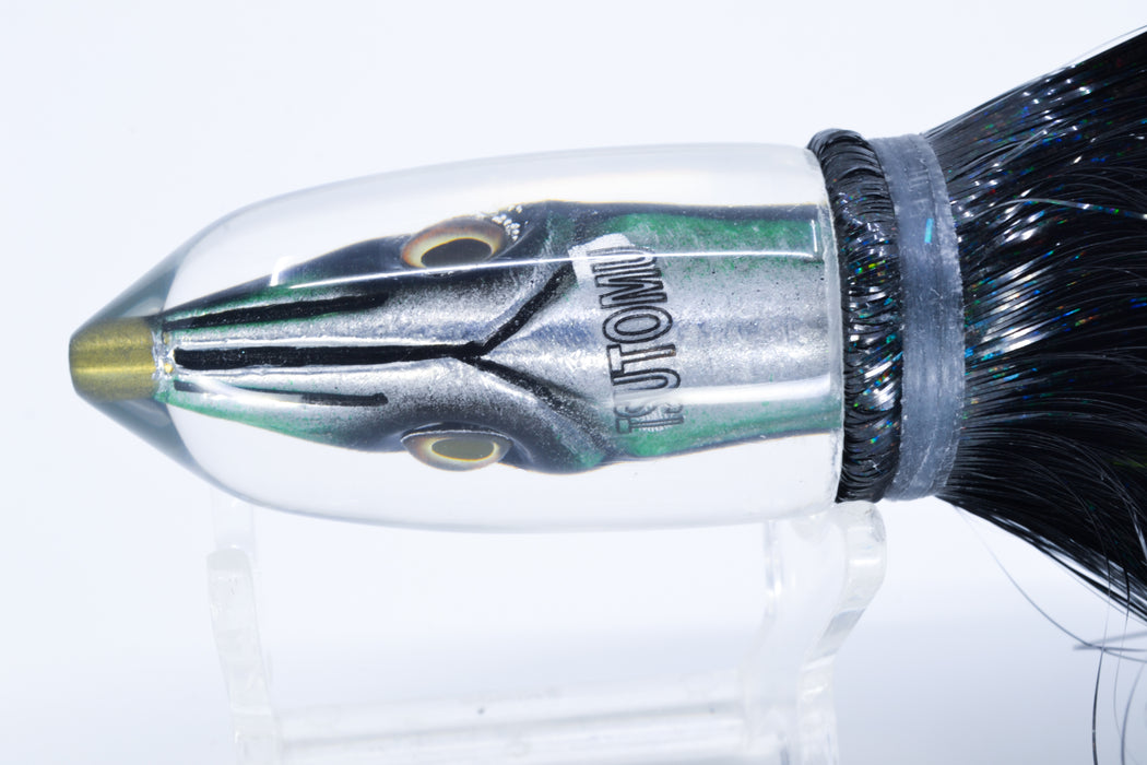 Tsutomu Lures Green Black Dots Fish Head Pau Hana Bullet 7" 4oz Strobez Black-Green