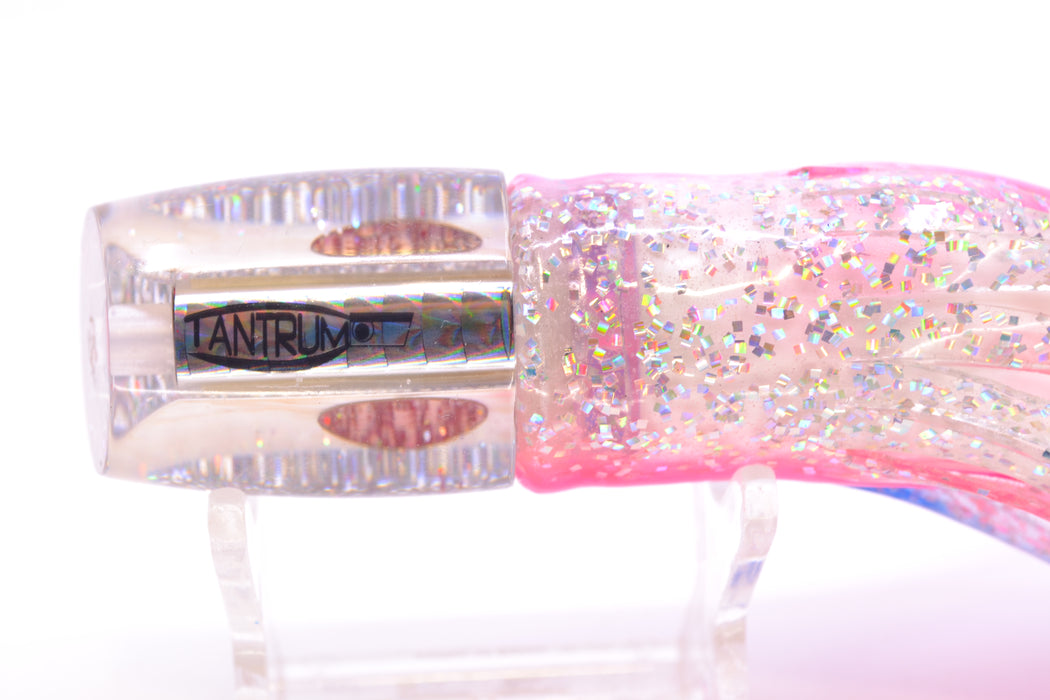 TANTRUM Lures White MOP Silver Back Red Eyes Small Bandit 7" 2.8oz Skirted Blue Bars