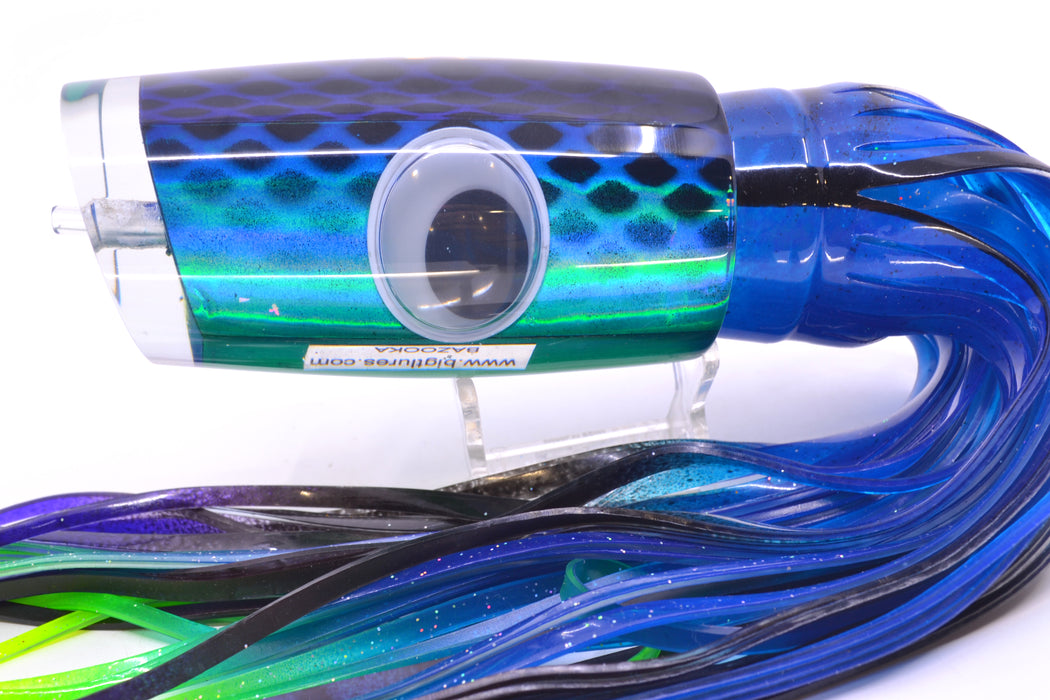 Big T Lures Blue-Teal Rainbow Pearl Black Dotted Back Bazooka 16" 16.5oz Skirted GZE