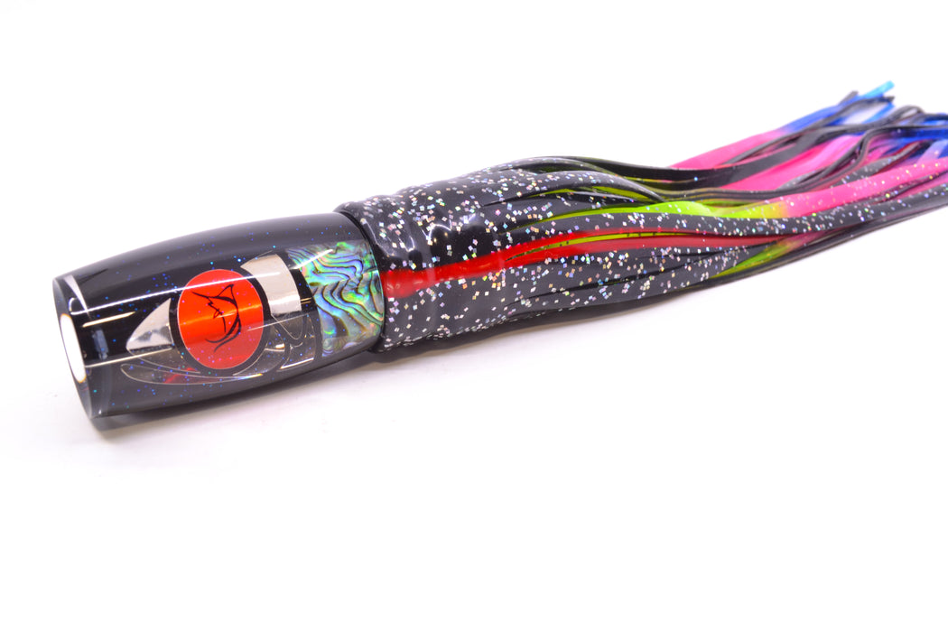 Bonze Lures Hydra Silver-Paua Fish Red Eyes BTK 10" 7oz Skirted Black/Rainbow
