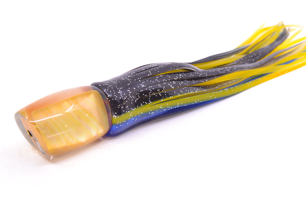 Crampton Baits Real Golden MOP Small DT 9" 4oz Skirted Black-Yellow-Blue