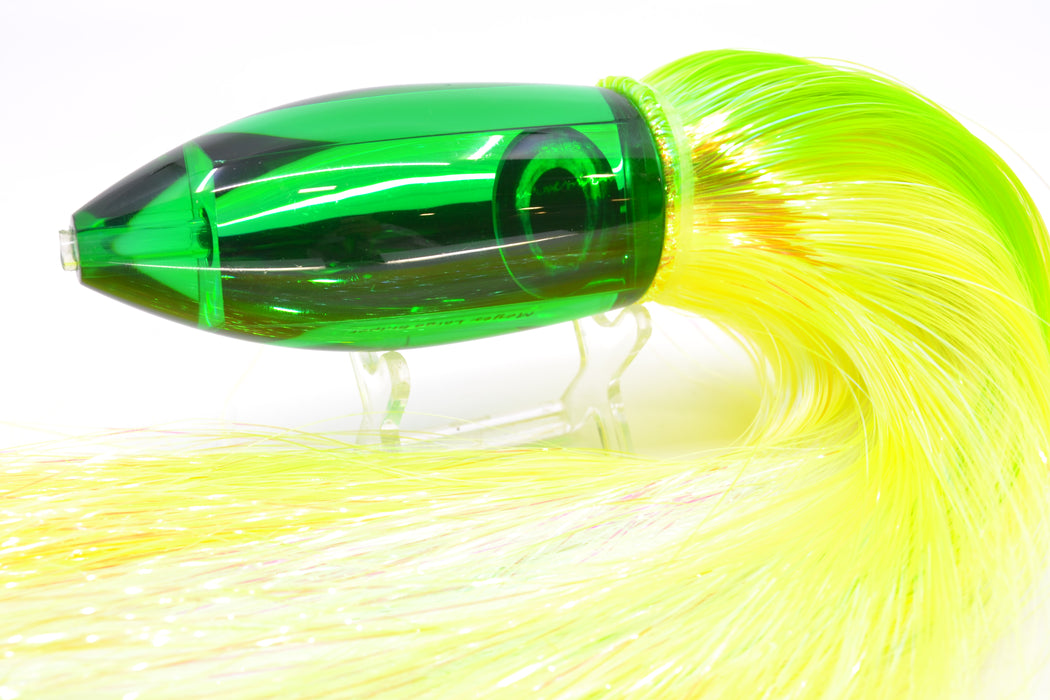 Moyes Lures Green Mirrored Large Ono Bullet 14" 12oz Strobez Green-Chartreuse *Mislabeled*