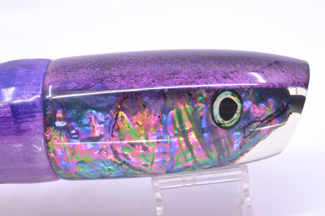 Ali'i Kai Lures Abalone Shell Fish Head Purple Back XL Plunger 16" 15.5oz FT Vinyl Purple Eclipse