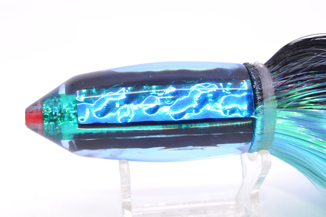 Aloha Lures Blue-Ice Blue Dichro Turquoise Rainbow Deep Six 9" 6oz Strobez Black-Ice Blue GZE